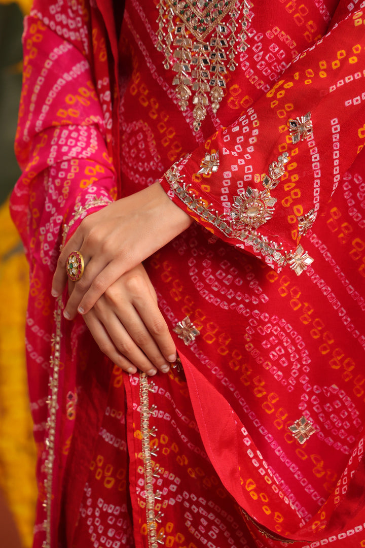 Tulsi Rani Gota Mirror Bandhej Suit Set