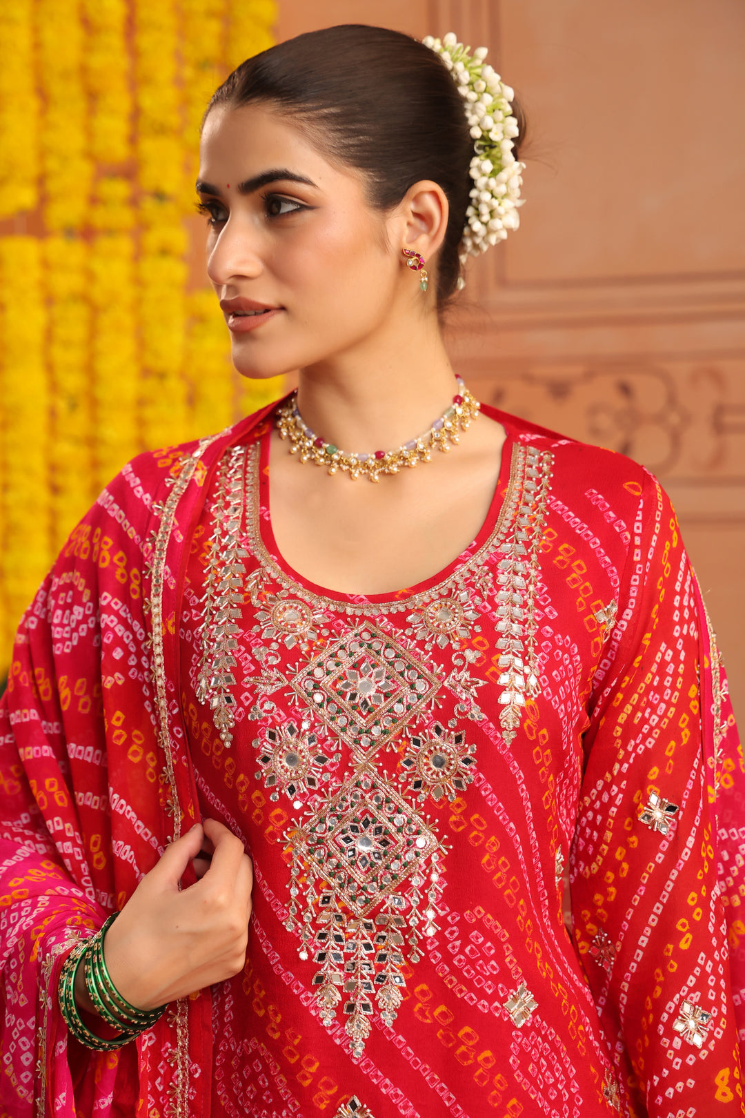 Tulsi Rani Gota Mirror Bandhej Suit Set