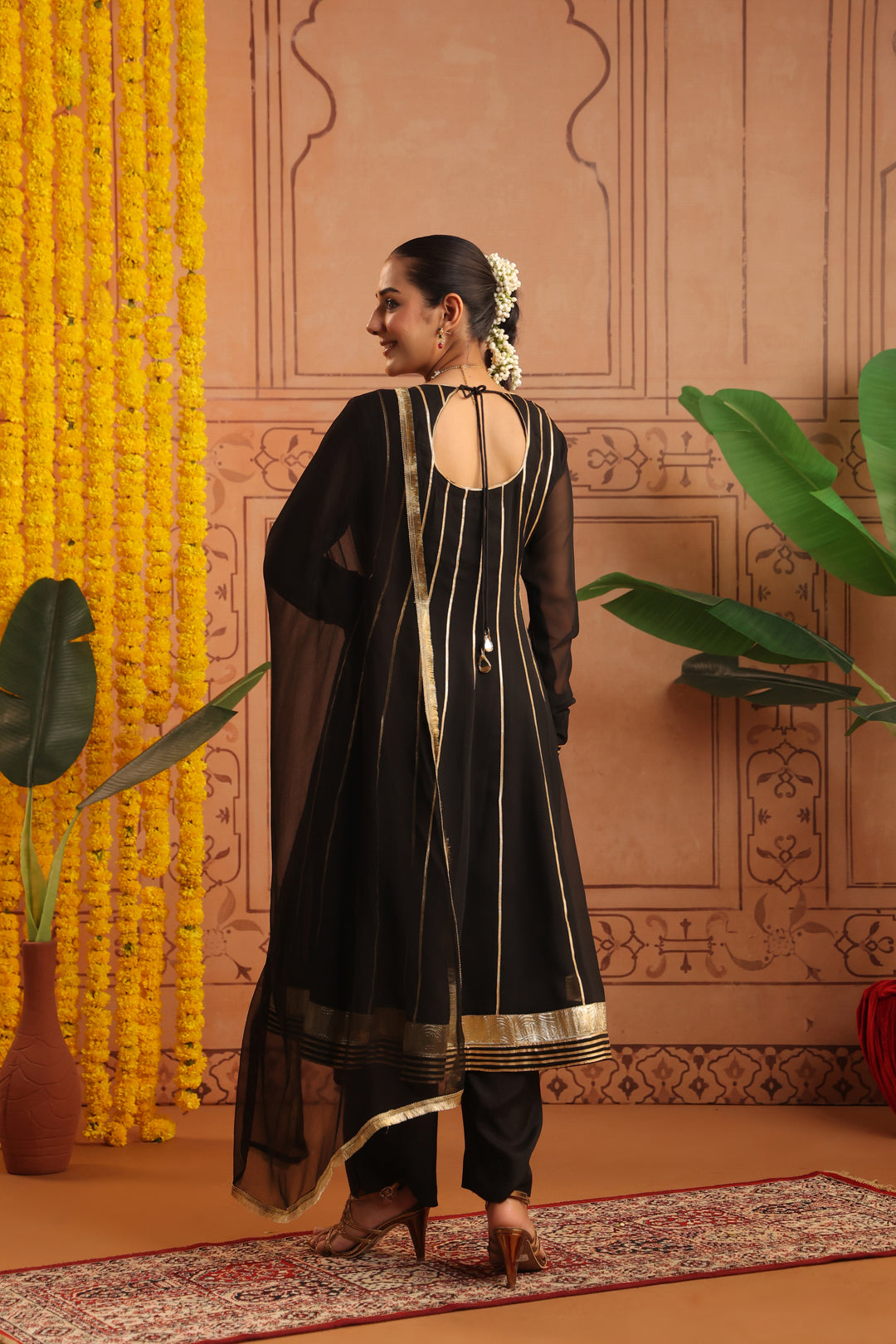 Chandra Black Gota Georgette Anarkali Set