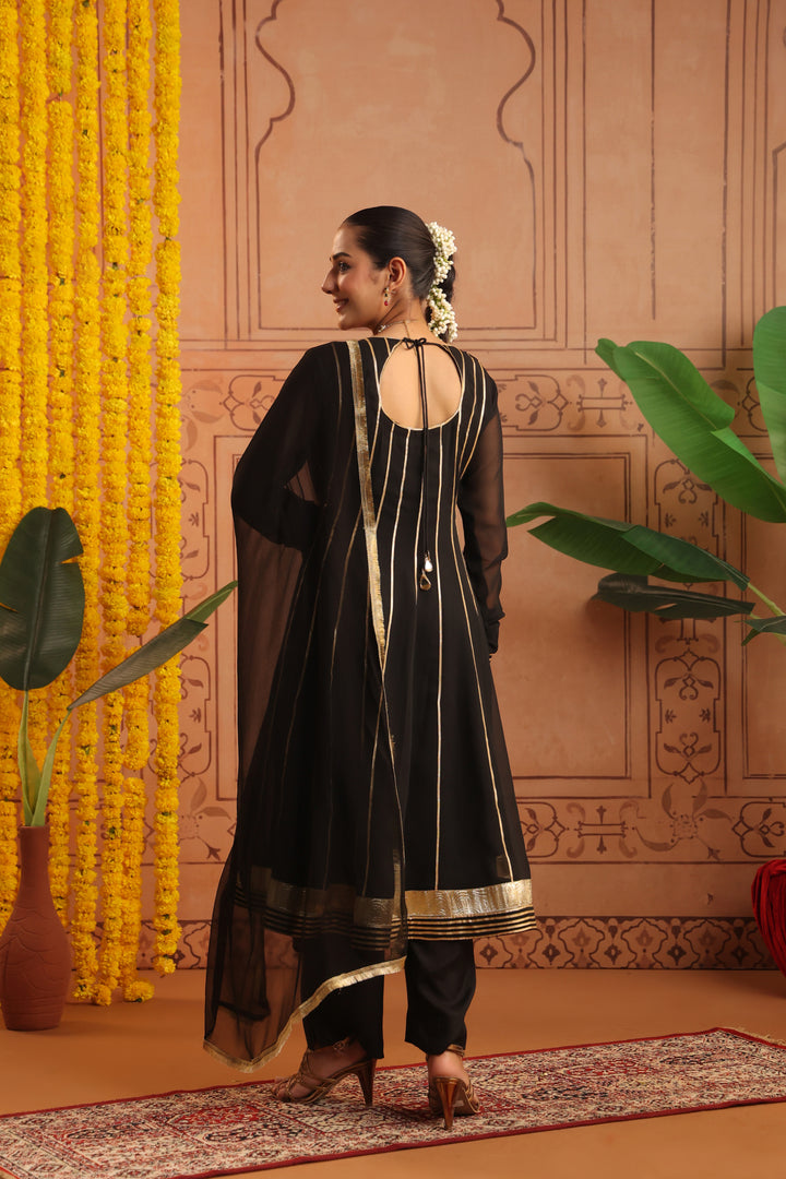 Chandra Black Gota Georgette Anarkali Set