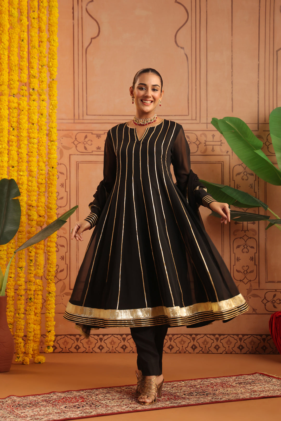 Chandra Black Gota Georgette Anarkali Set