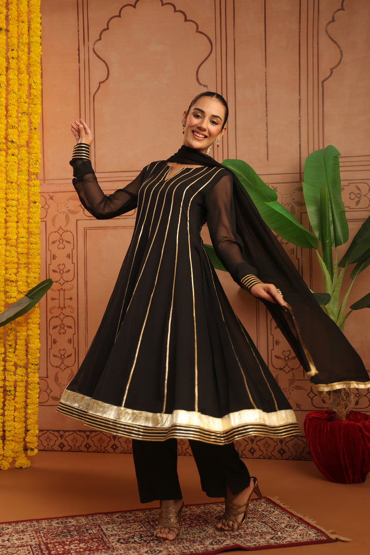 Chandra Black Gota Georgette Anarkali Set
