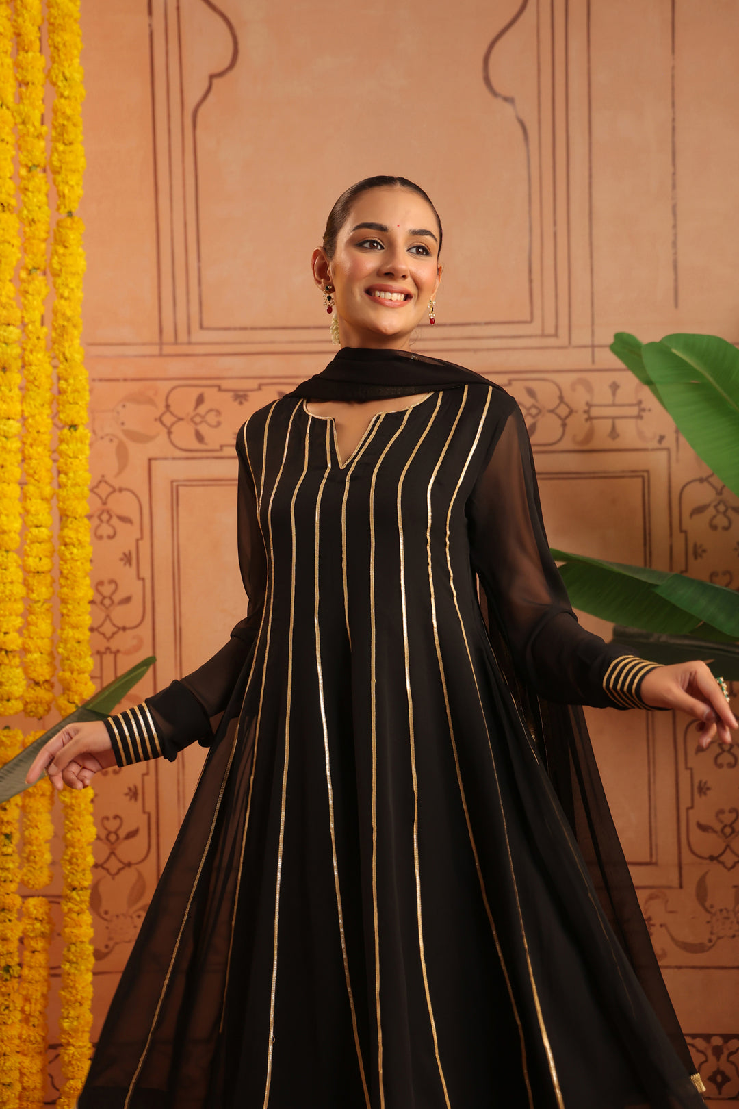 Chandra Black Gota Georgette Anarkali Set