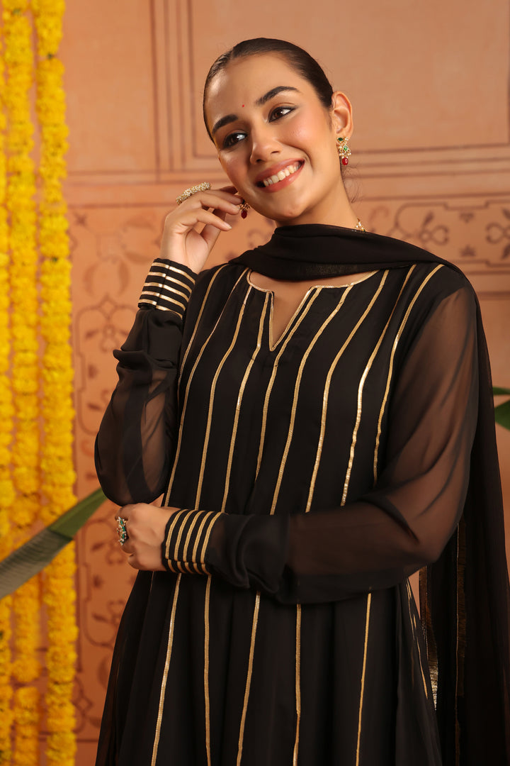 Chandra Black Gota Georgette Anarkali Set