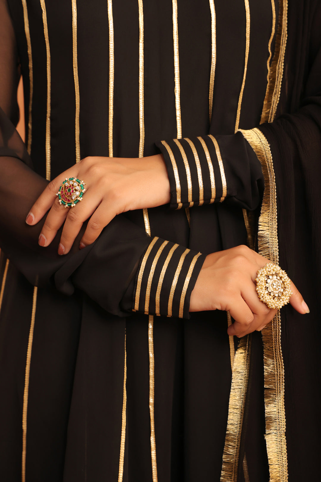 Chandra Black Gota Georgette Anarkali Set