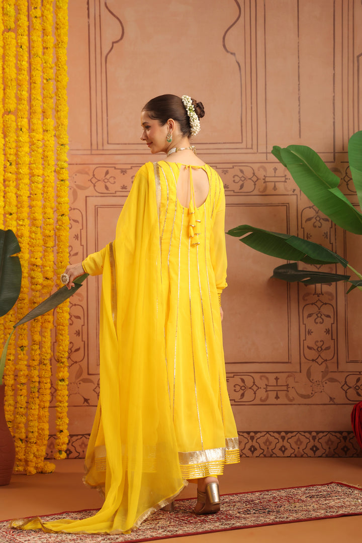 Pihu Yellow Gota Georgette Anarkali Set