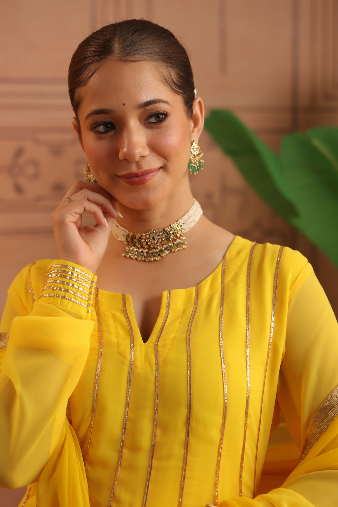 Pihu Yellow Gota Georgette Anarkali Set