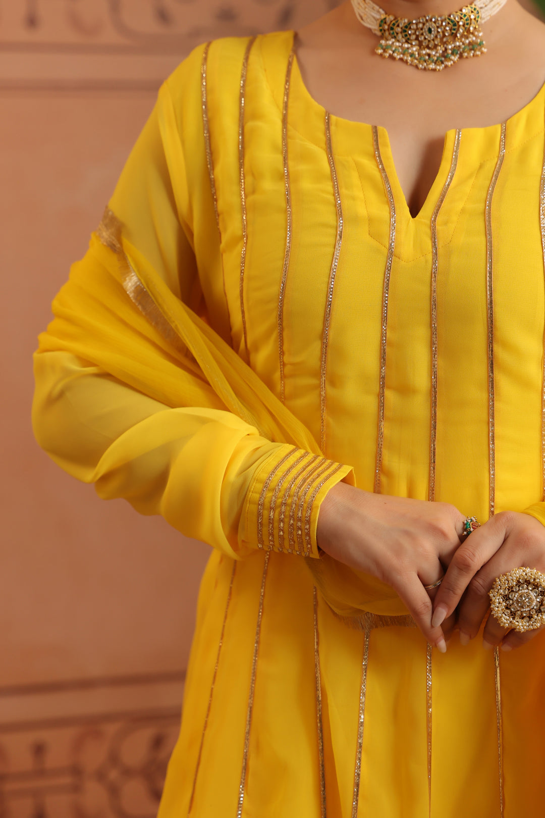 Pihu Yellow Gota Georgette Anarkali Set
