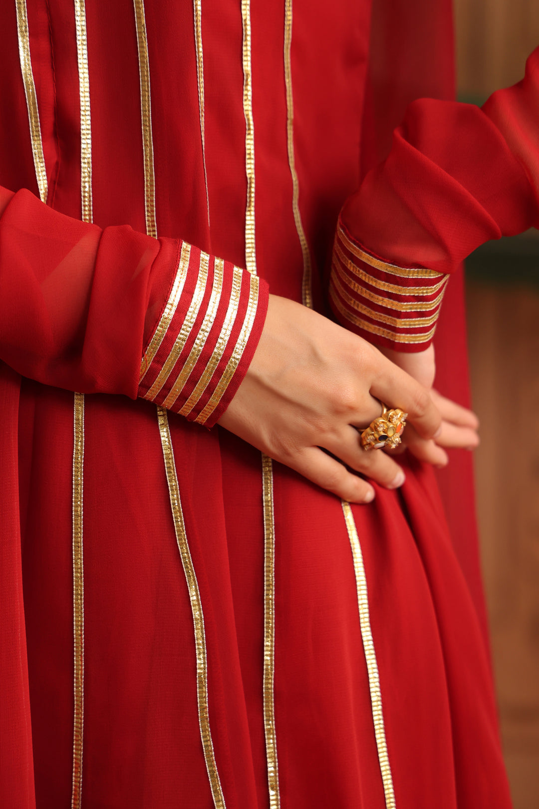 Ruchi Maroon Gota Georgette Anarkali Set