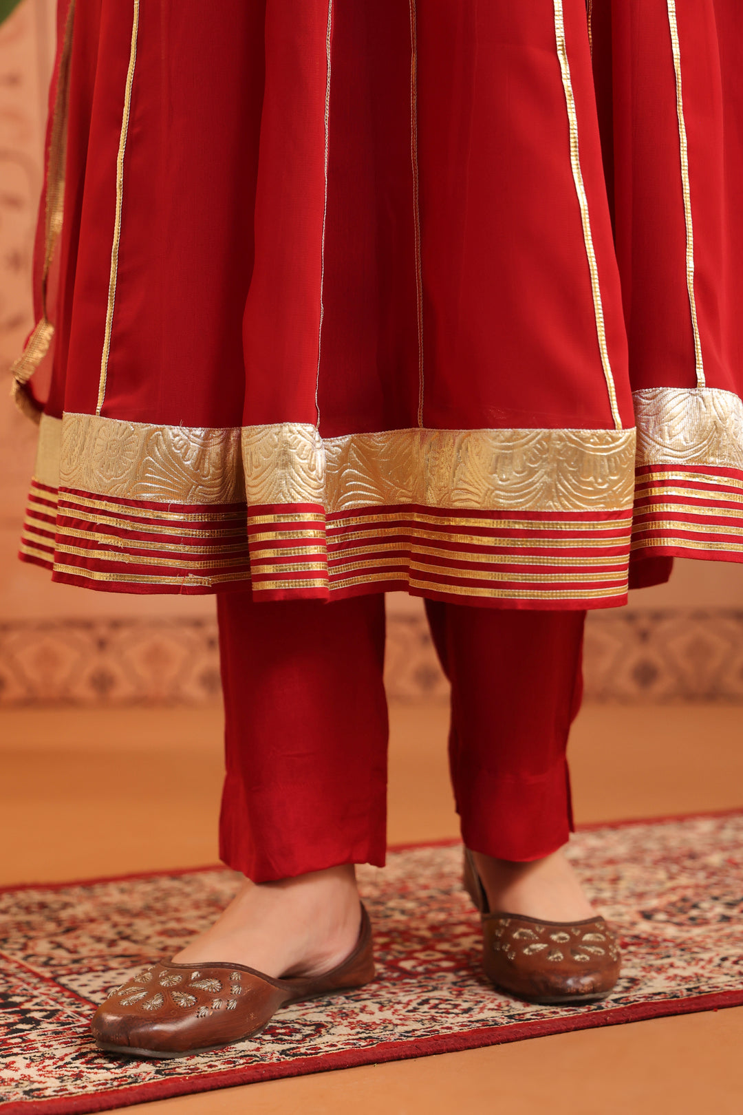 Ruchi Maroon Gota Georgette Anarkali Set