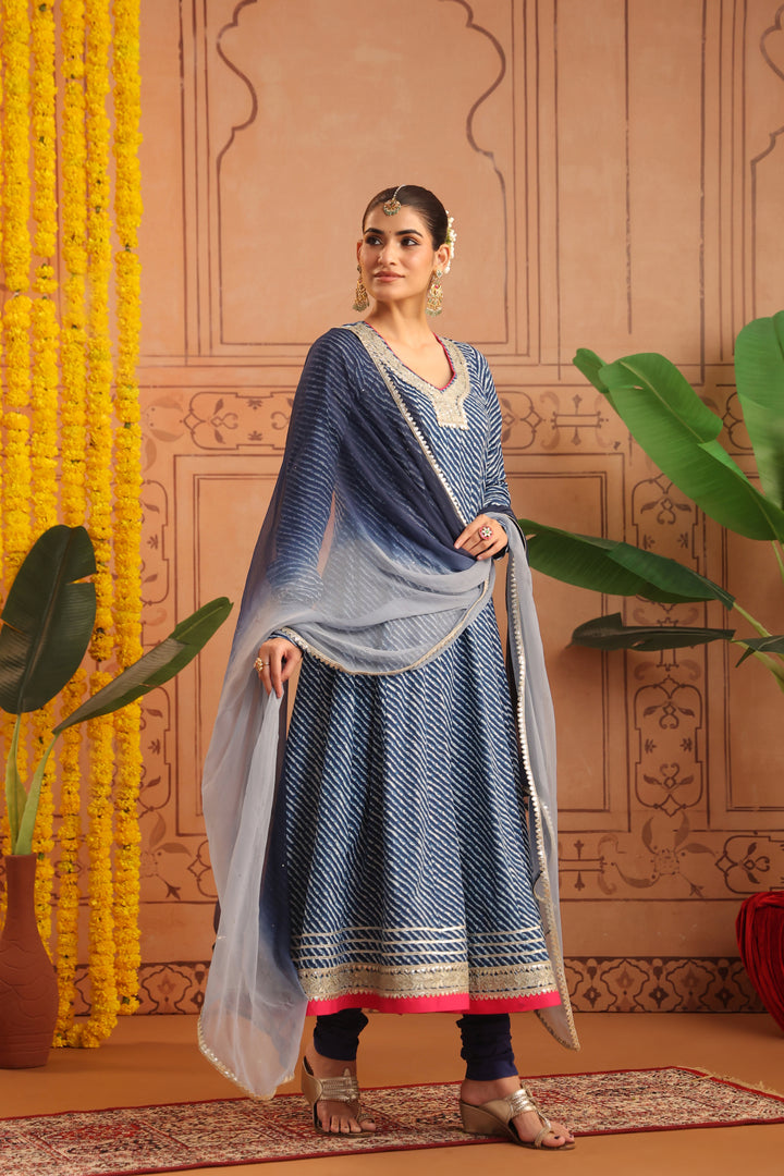 Arpita Blue Leheriya Anarkali Set