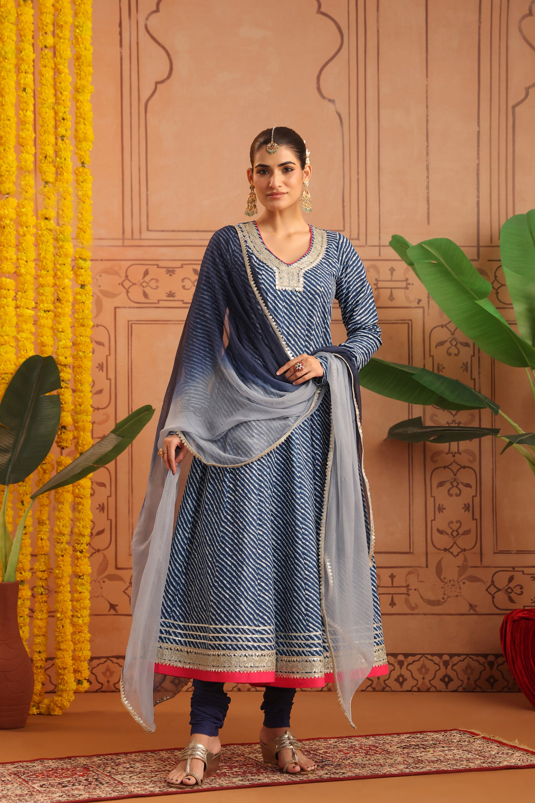 Arpita Blue Leheriya Anarkali Set
