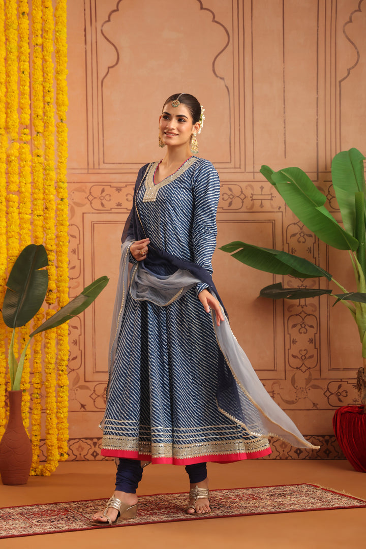 Arpita Blue Leheriya Anarkali Set
