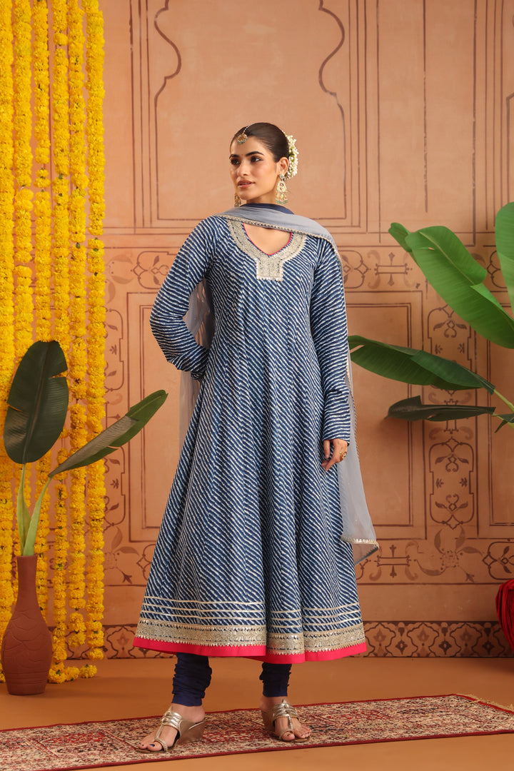 Arpita Blue Leheriya Anarkali Set