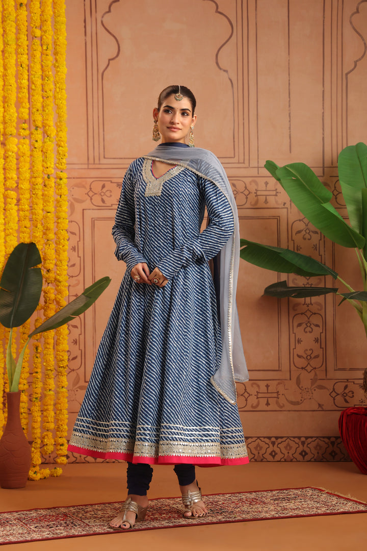 Arpita Blue Leheriya Anarkali Set