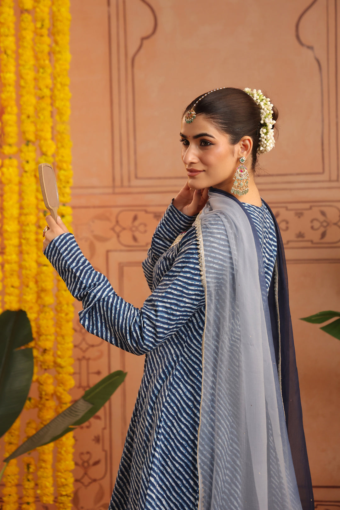 Arpita Blue Leheriya Anarkali Set