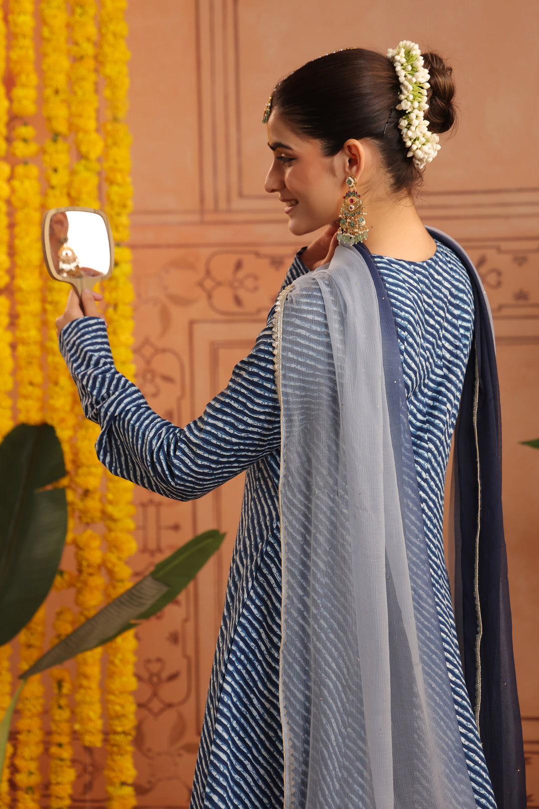 Arpita Blue Leheriya Anarkali Set