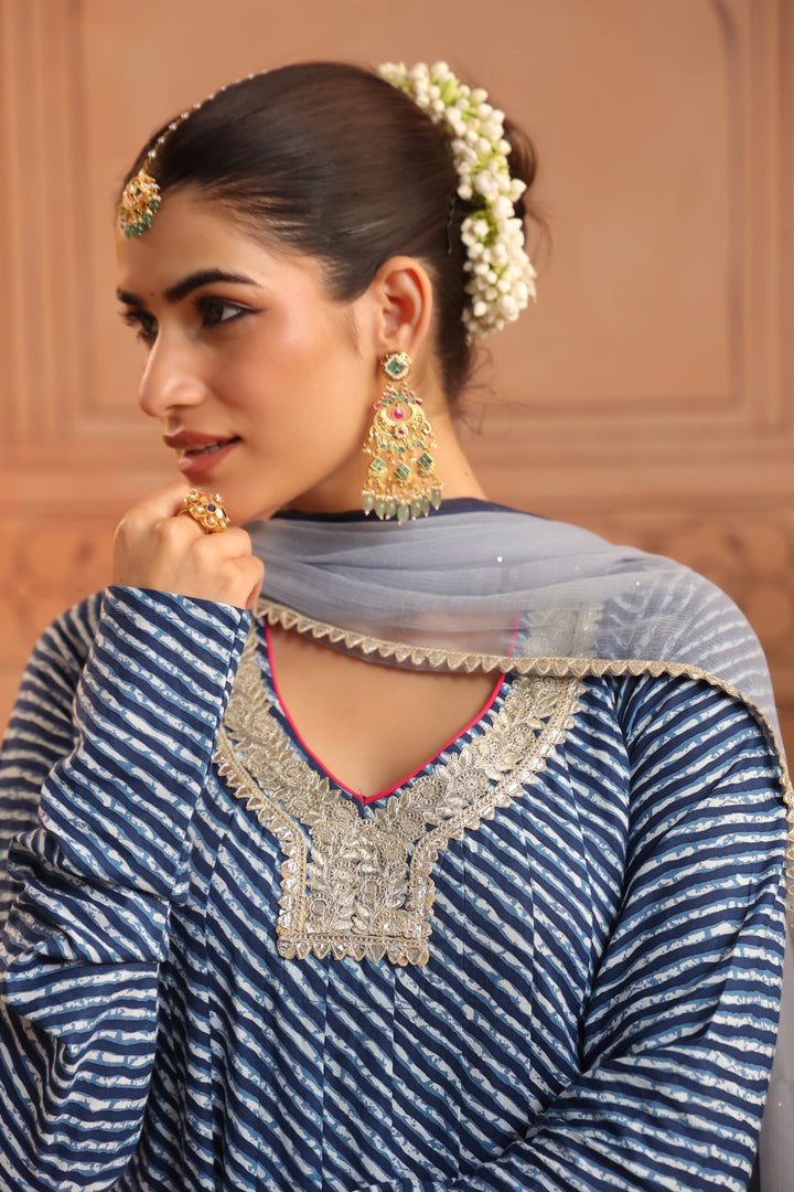 Arpita Blue Leheriya Anarkali Set