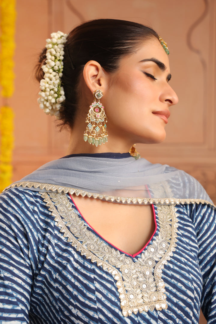 Arpita Blue Leheriya Anarkali Set