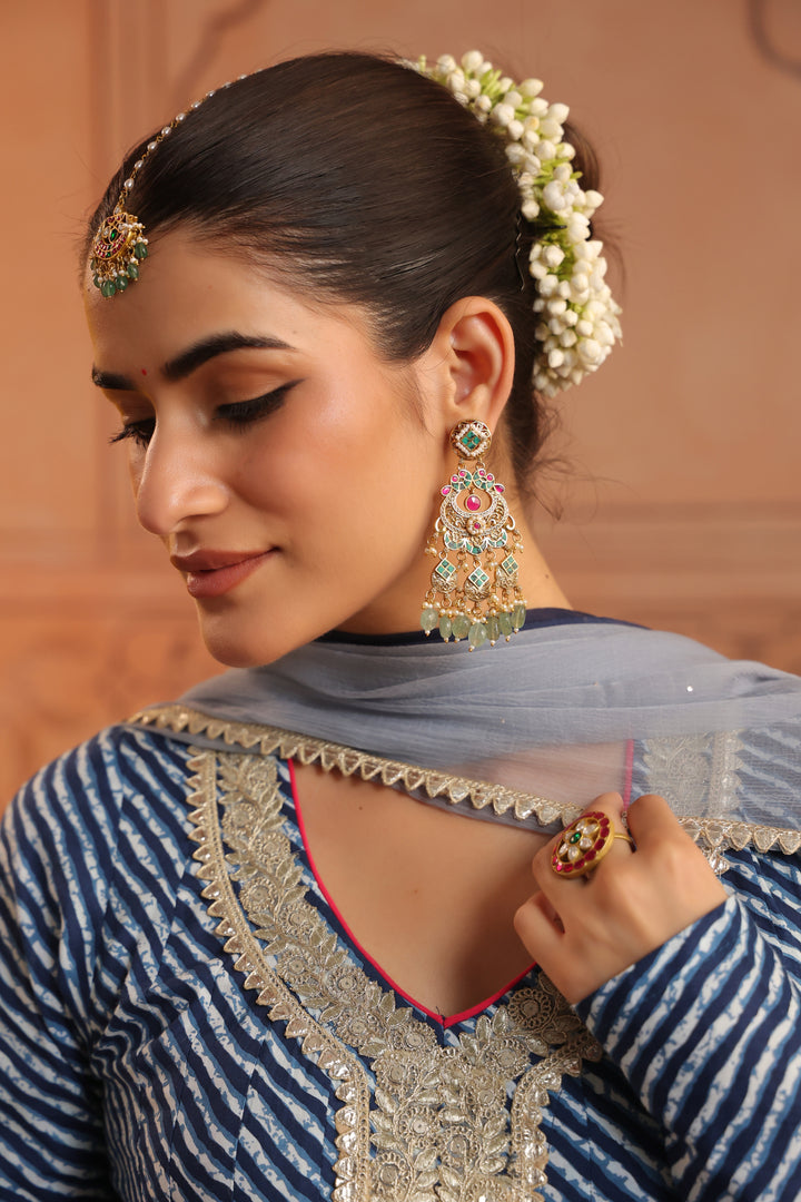 Arpita Blue Leheriya Anarkali Set