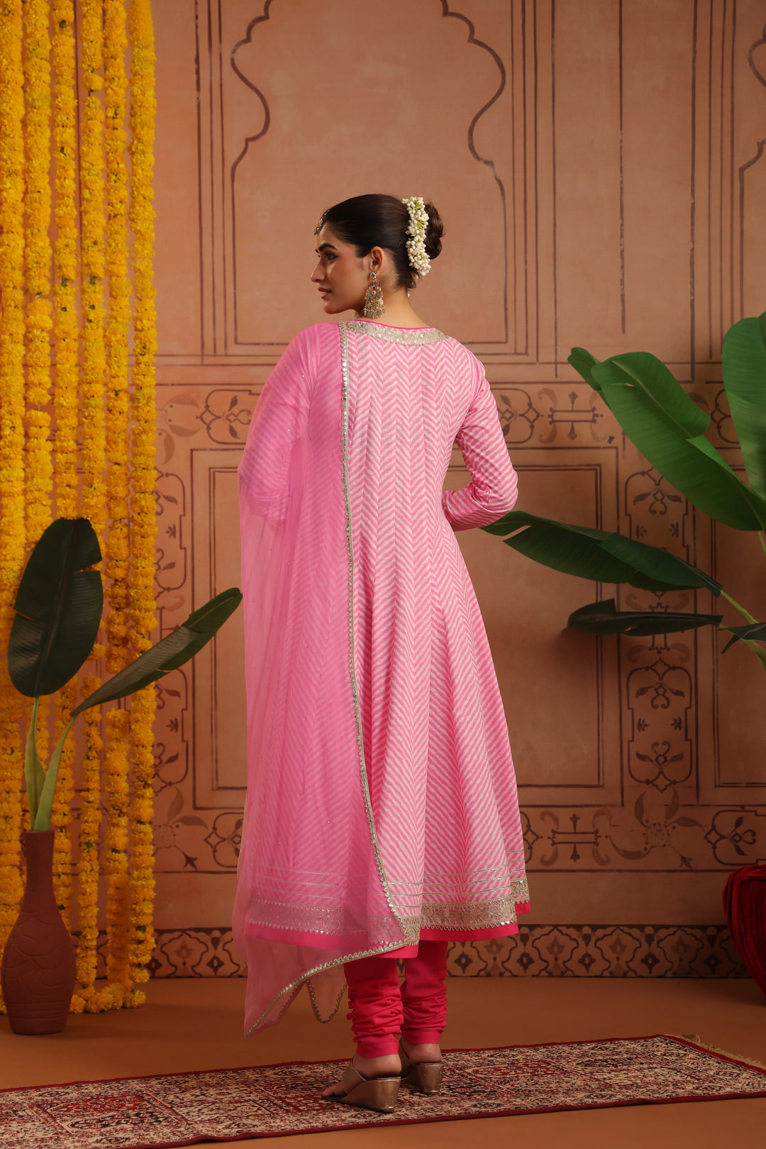 Rupali Pink Leheriya Anarkali Set