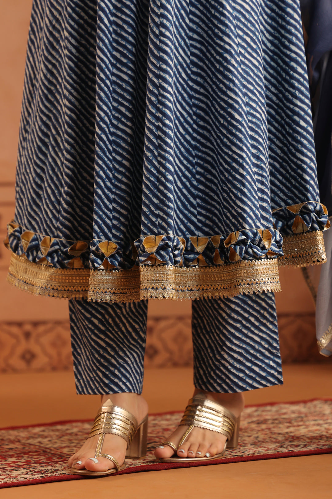 Jeeva Blue Leheriya Anarkali Set