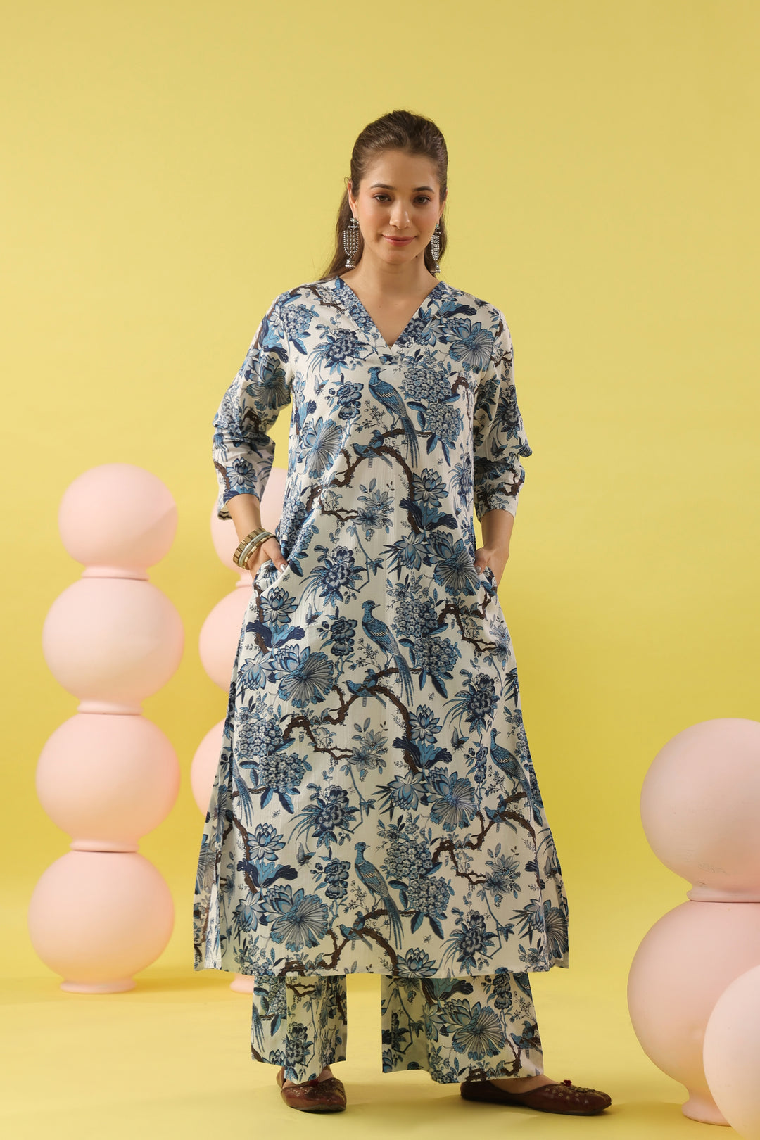 Megha Blue A-line Suit Set