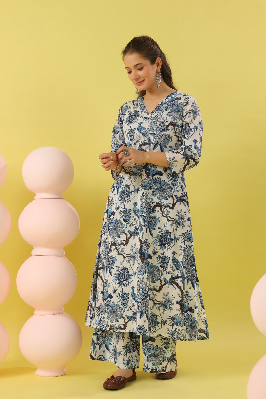 Megha Blue A-line Suit Set
