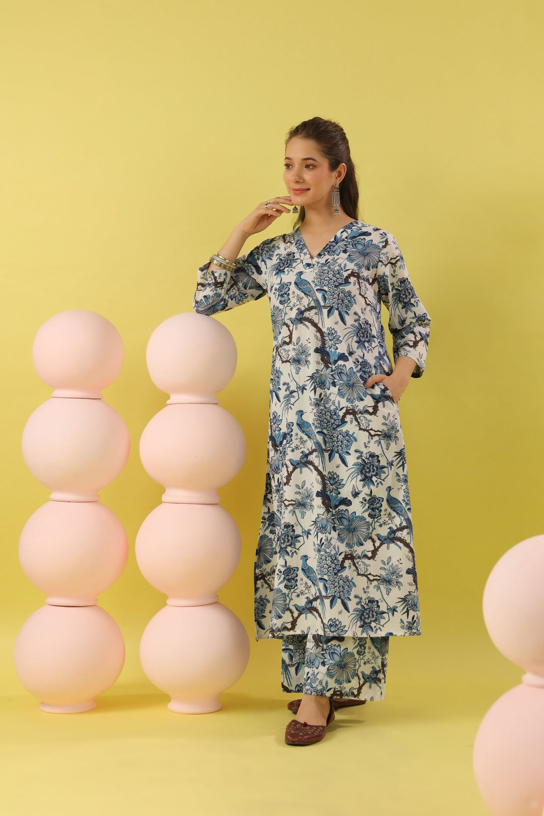 Megha Blue A-line Suit Set