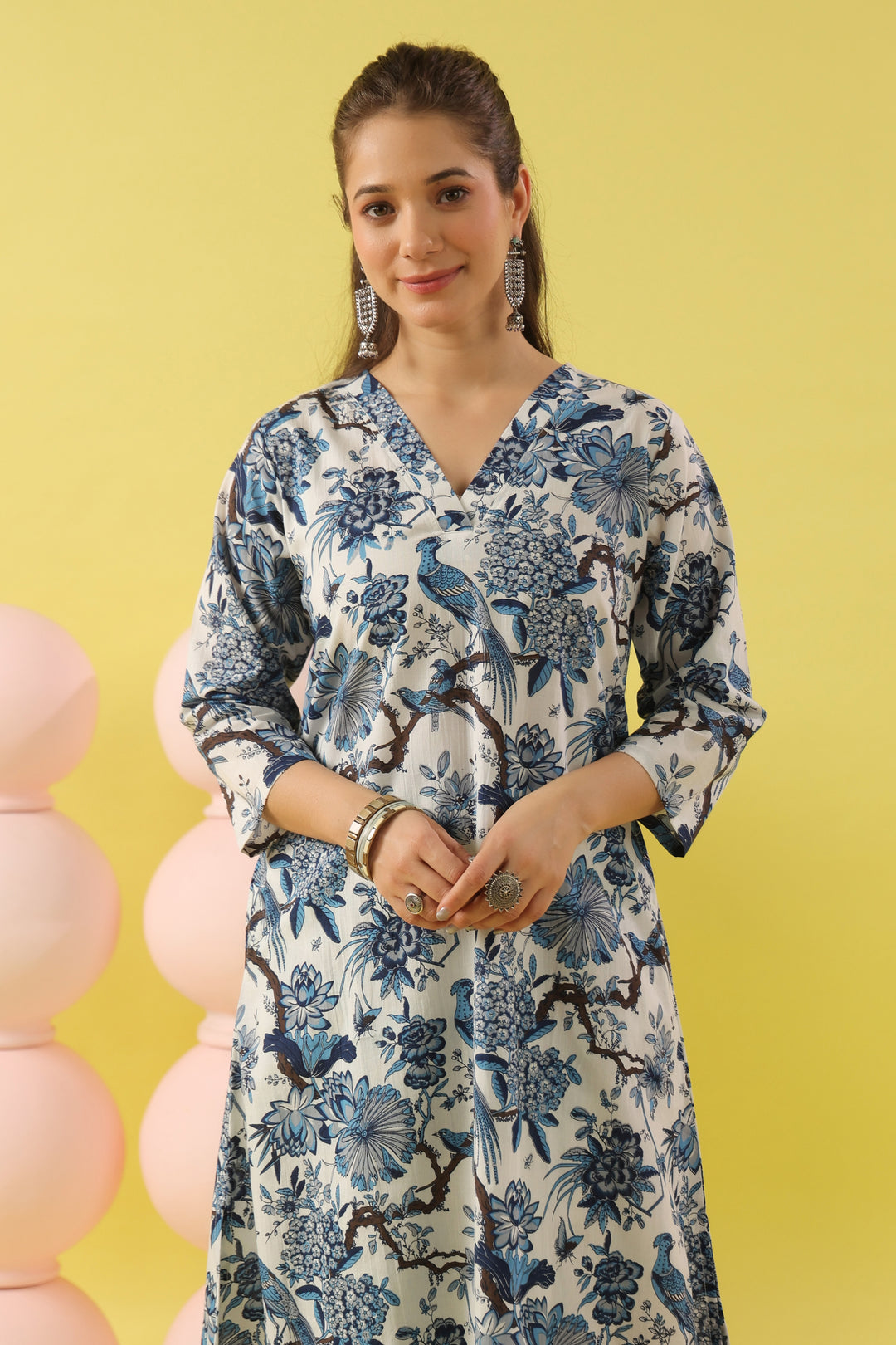 Megha Blue A-line Suit Set
