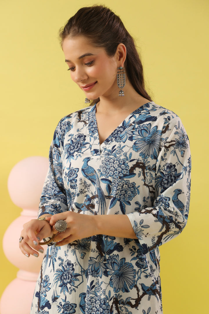 Megha Blue A-line Suit Set
