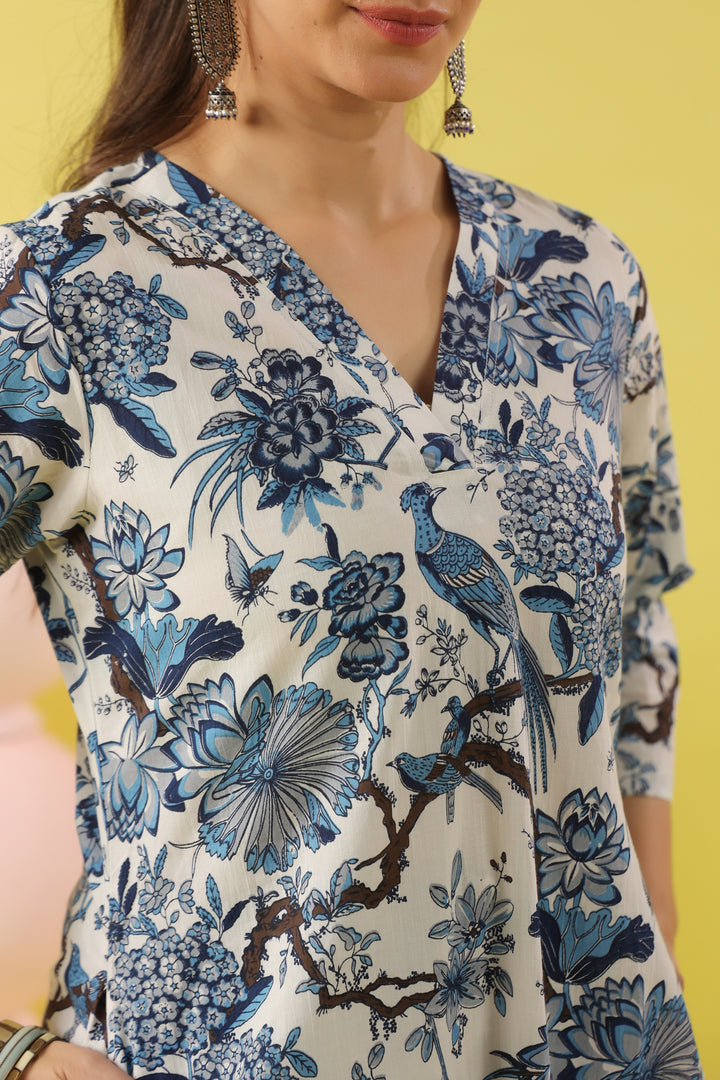 Megha Blue A-line Suit Set