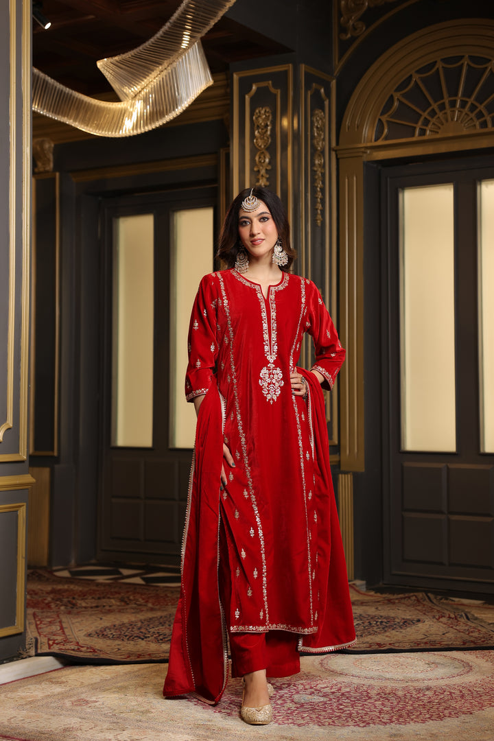 Red Velvet Marodi Suit Set