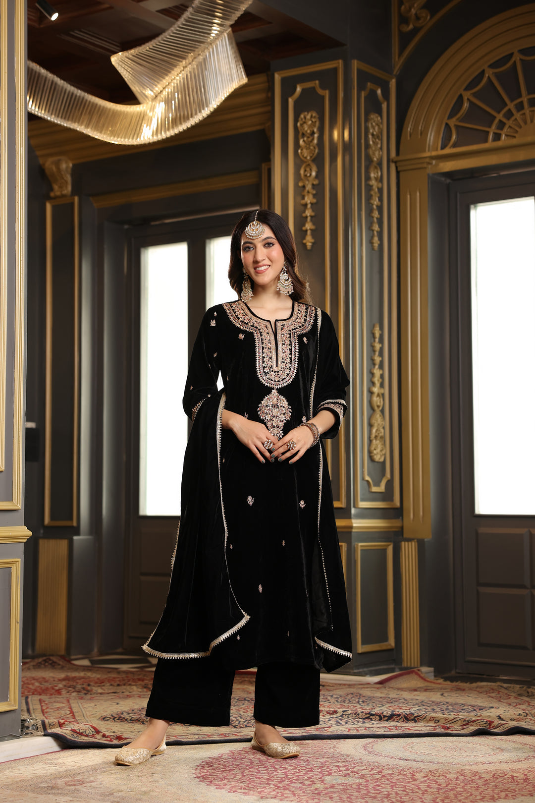 Black Velvet Marodi Suit Set