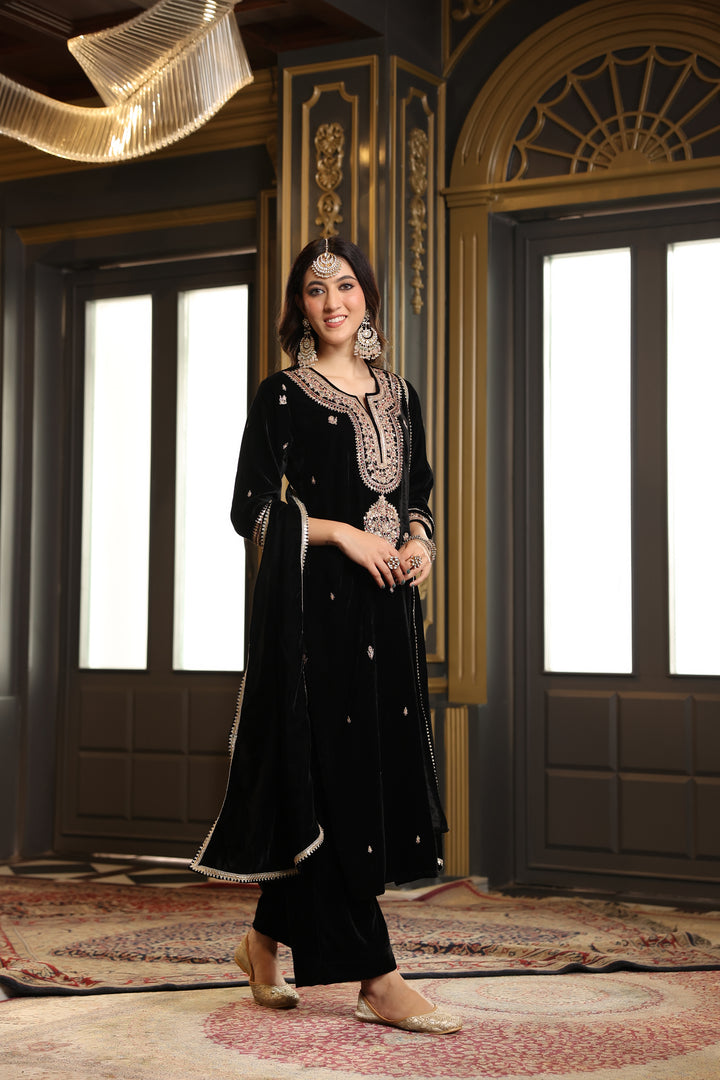 Black Velvet Marodi Suit Set