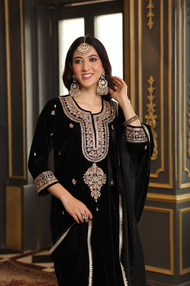 Black Velvet Marodi Suit Set