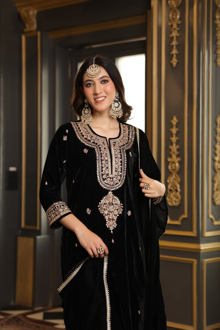 Black Velvet Marodi Suit Set