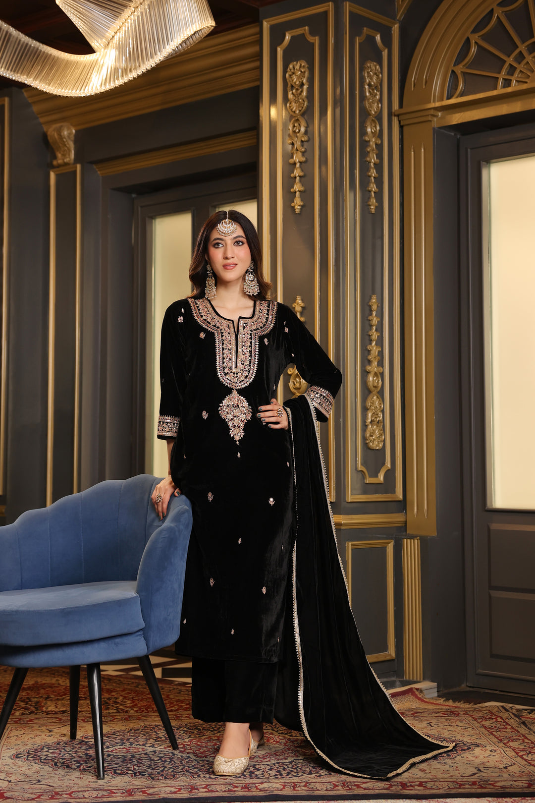 Black Velvet Marodi Suit Set