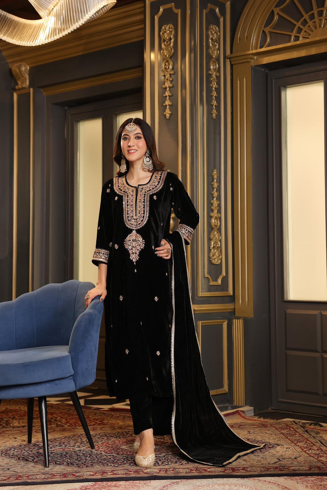 Black Velvet Marodi Suit Set