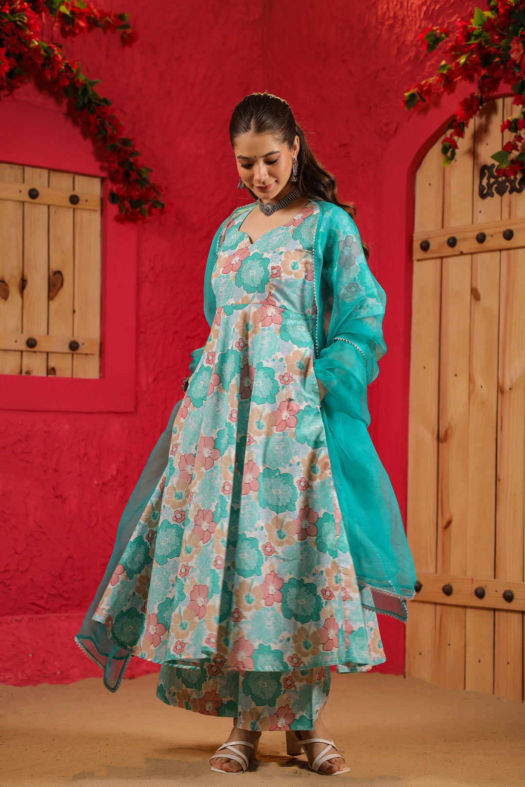 Sara Anarkali Cotton Suit Set