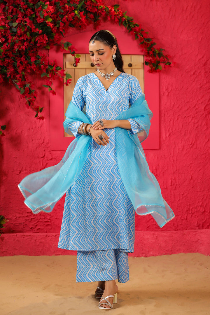 Aafia Cotton A-Line Suit Set