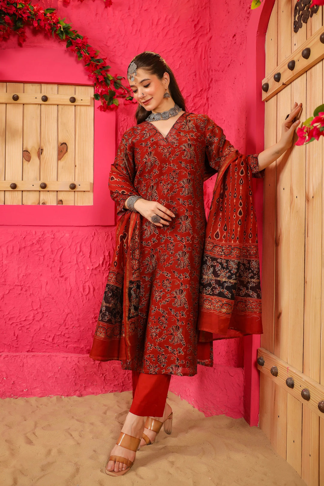 Unstitched - Falak Chanderi Suit Set