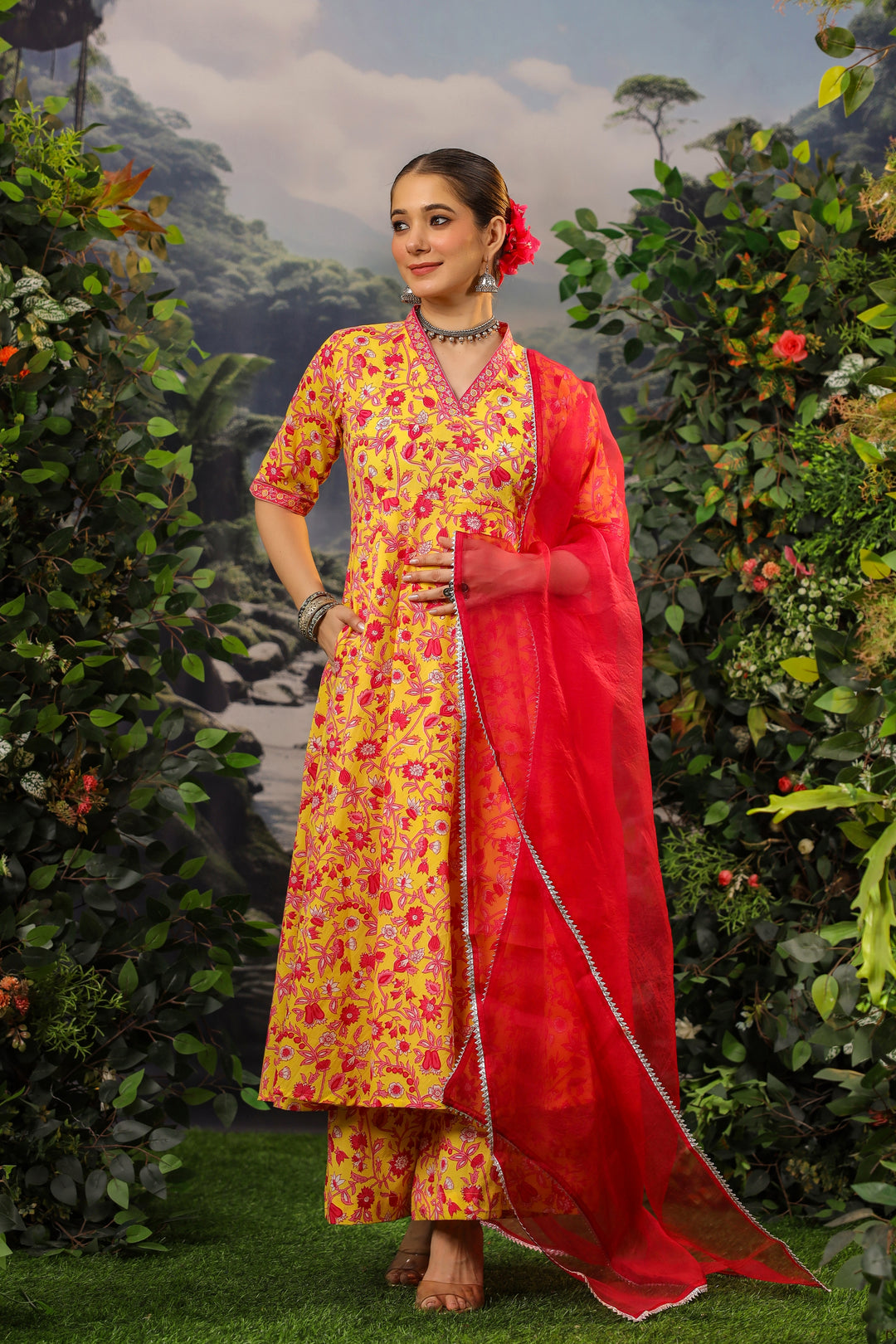 Surya Anarkali Cotton Suit Set