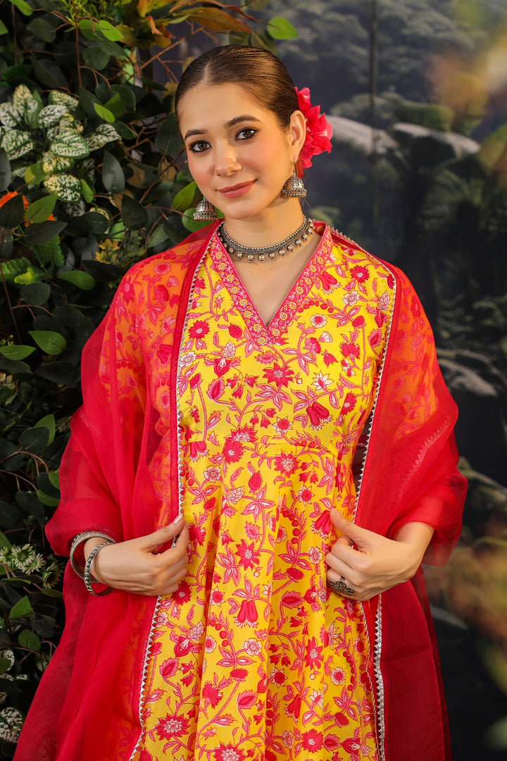 Surya Anarkali Cotton Suit Set