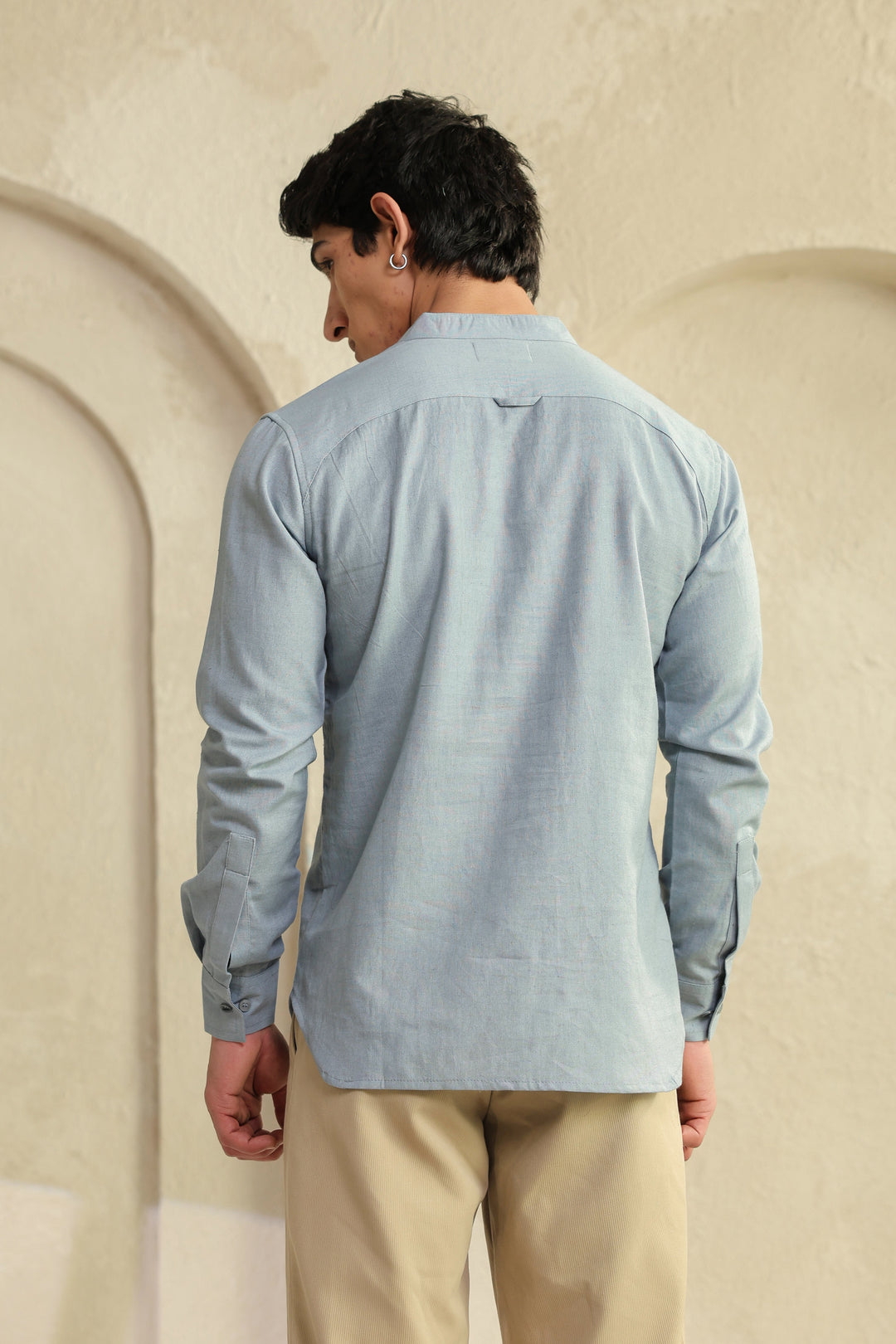 Grey Linen Blend Shirt Kurta