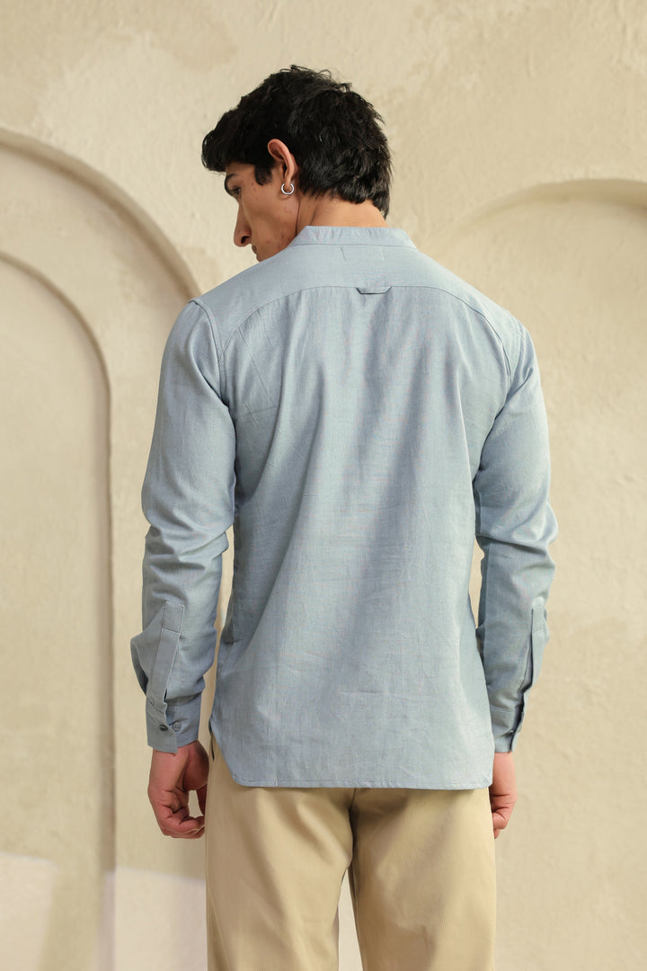 Grey Linen Blend Shirt Kurta