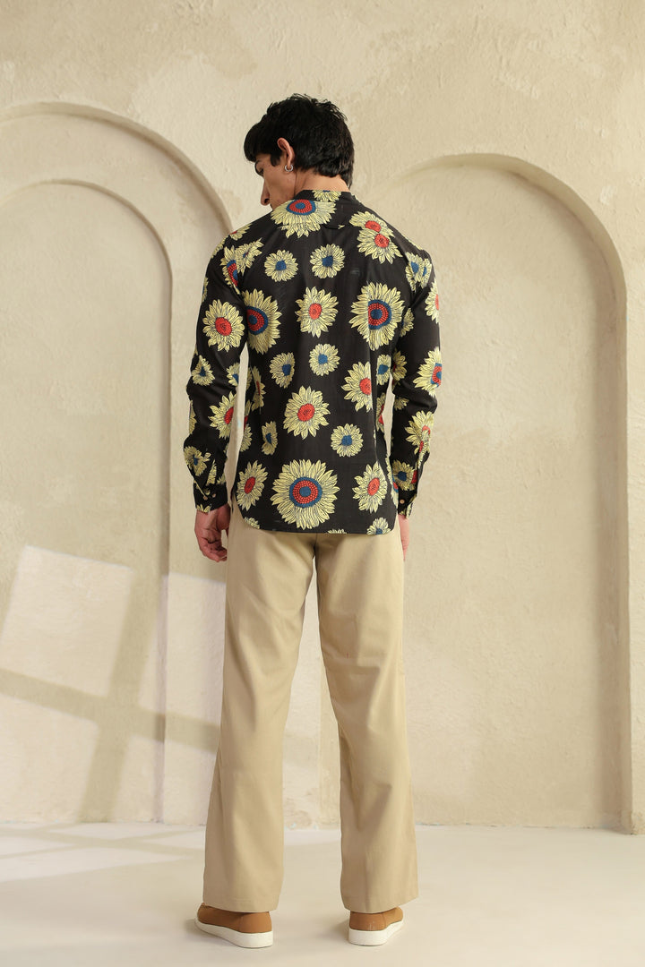 Black Sunflower Cotton Shirt Kurta