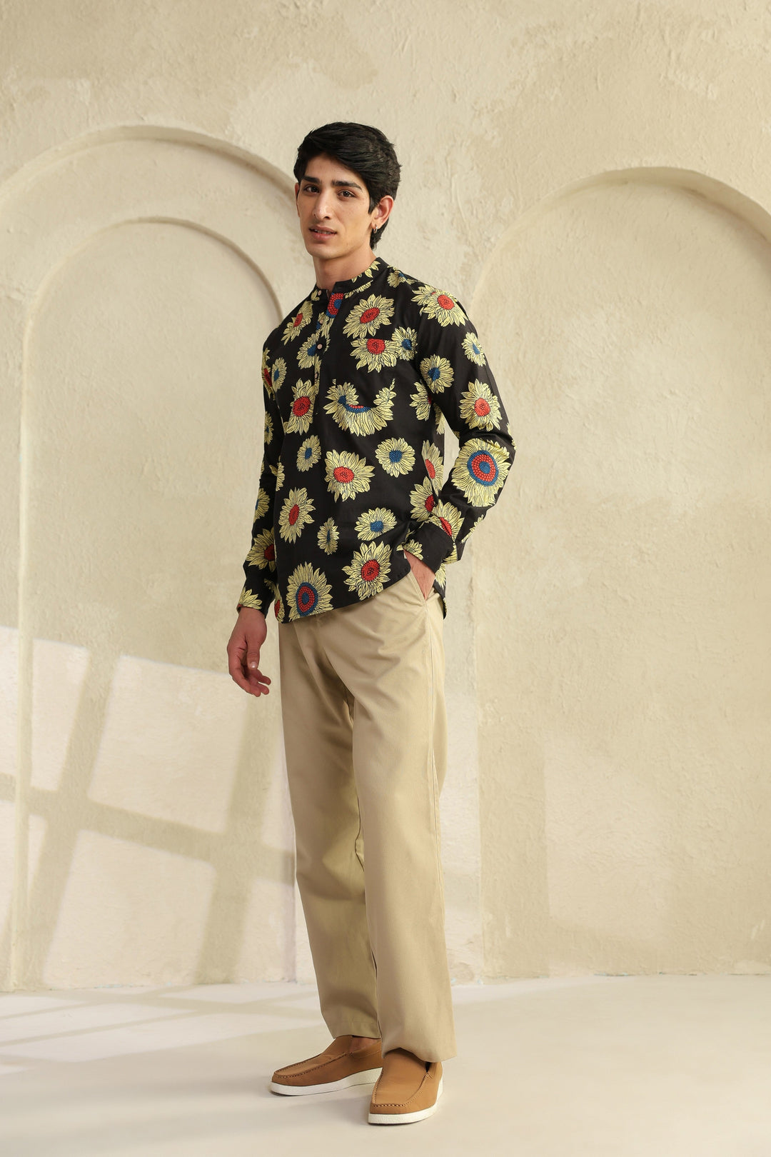 Black Sunflower Cotton Shirt Kurta