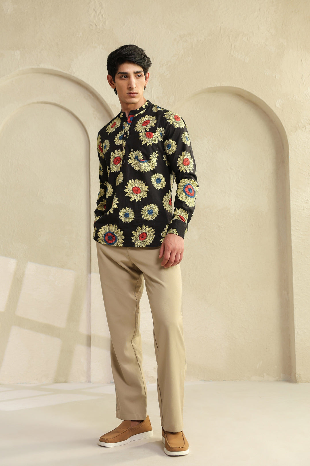 Black Sunflower Cotton Shirt Kurta