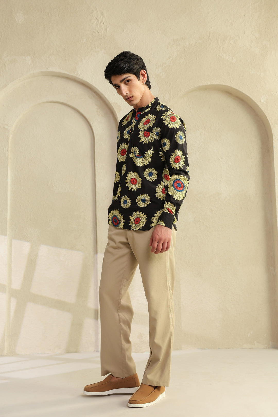 Black Sunflower Cotton Shirt Kurta
